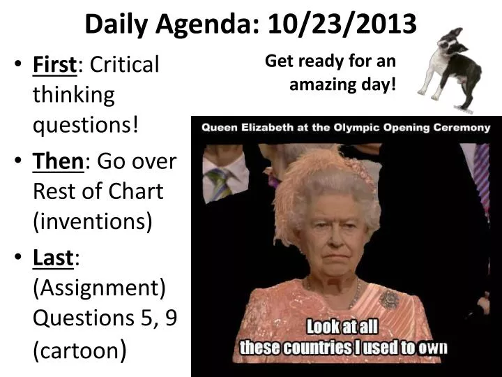 daily agenda 10 23 2013