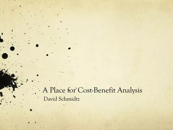 a place for cost benefit analysis