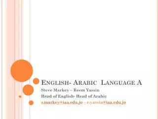English- Arabic Language A
