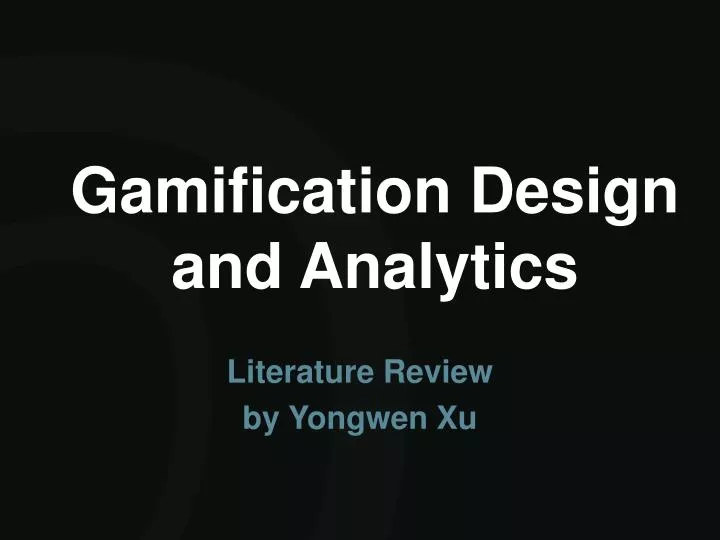 gamification design and analytics