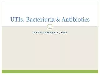 UTIs, Bacteriuria &amp; Antibiotics
