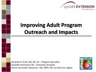 Improving Adult Program Outreach and Impacts