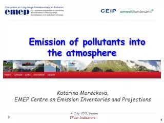 Emission of pollutants into the atmosphere