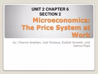 Microeconomics: The Price System at Work