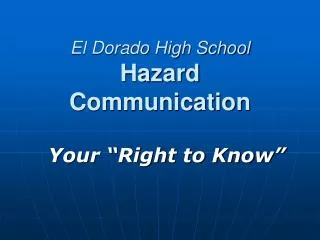 El Dorado High School Hazard Communication