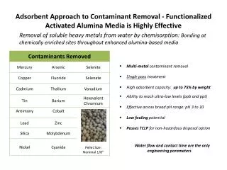 Multi-metal contaminant removal Single pass treatment