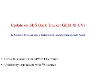 Update on SBS Back Tracker GEM @ UVa
