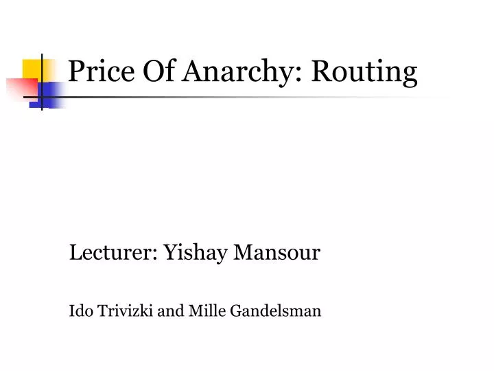price of anarchy routing