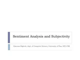 Sentiment Analysis and Subjectivity