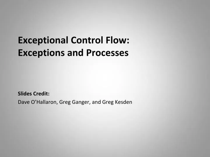 exceptional control flow exceptions and processes