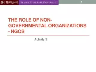 The Role of Non-Governmental organizations - ngos