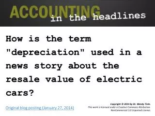 How is the term &quot;depreciation&quot; used in a news story about the resale value of electric cars?