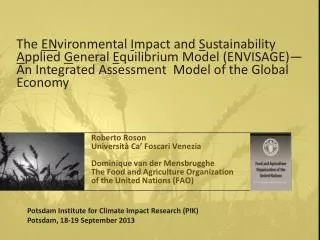 The EN vironmental I mpact and S ustainability