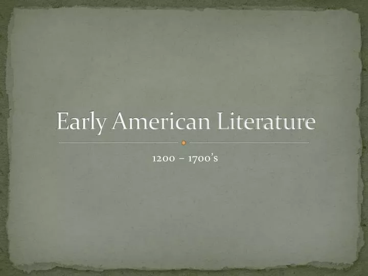early american literature