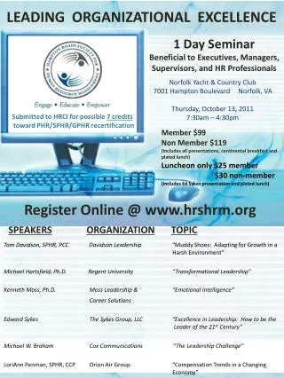 1 Day Seminar Beneficial to Executives, Managers, Supervisors, and HR Professionals