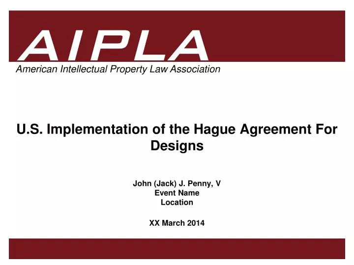 u s implementation of the hague agreement for designs