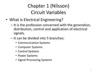 Chapter 1 (Nilsson) Circuit Variables