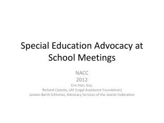 Special Education Advocacy at School Meetings