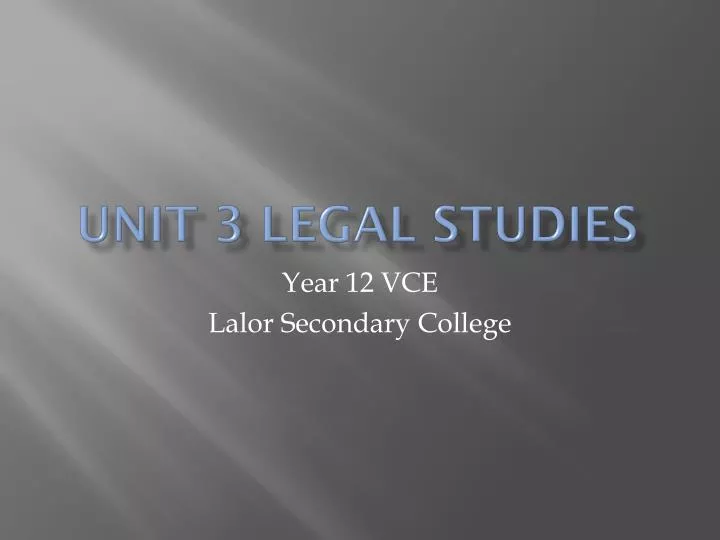 unit 3 legal studies