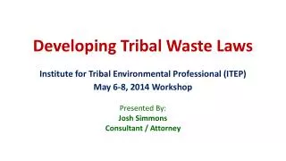 Developing Tribal Waste Laws