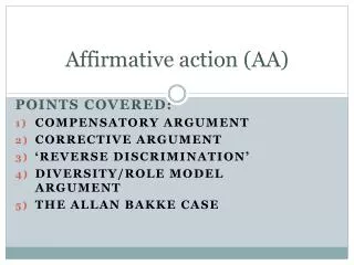 Affirmative action (AA)