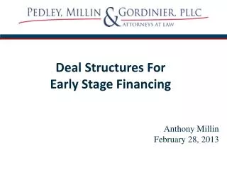 Deal Structures For Early Stage Financing