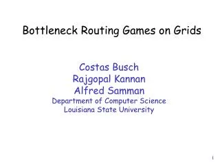 Bottleneck Routing Games on Grids
