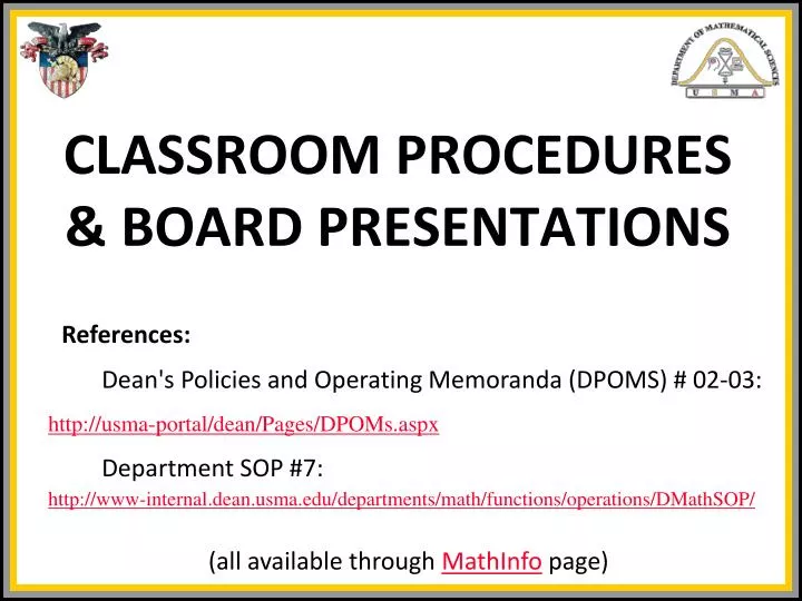 classroom procedures board presentations