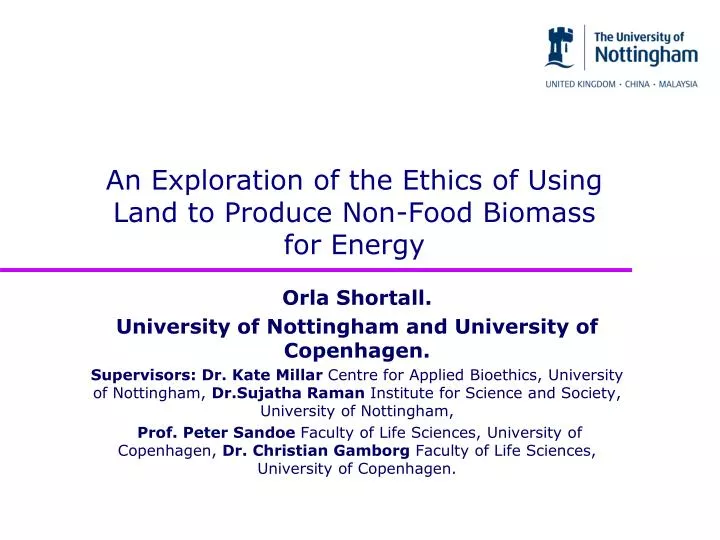 an exploration of the ethics of using land to produce non food biomass for energy