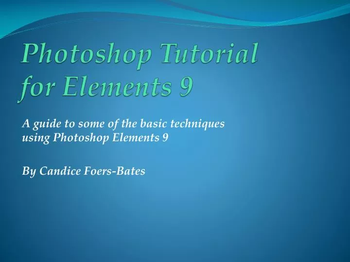 photoshop tutorial for elements 9