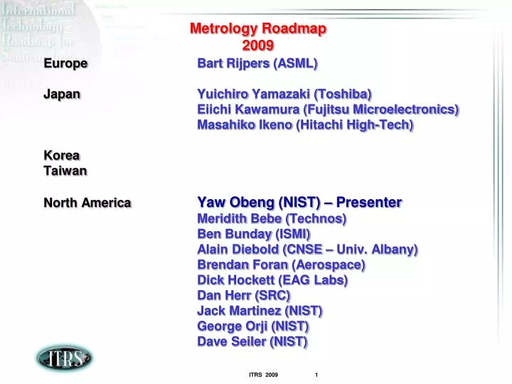 metrology roadmap 2009