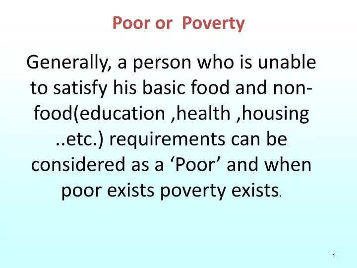 poor or poverty