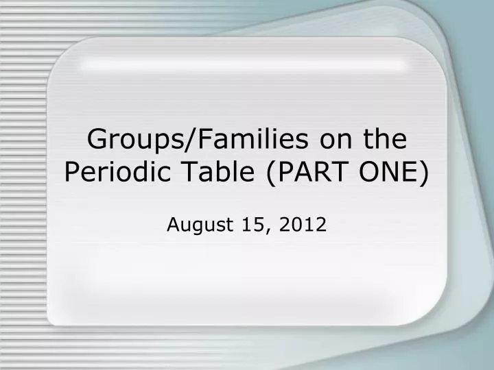 groups families on the periodic table part one