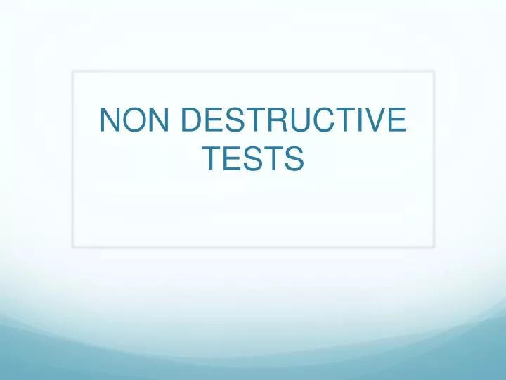 non destructive tests