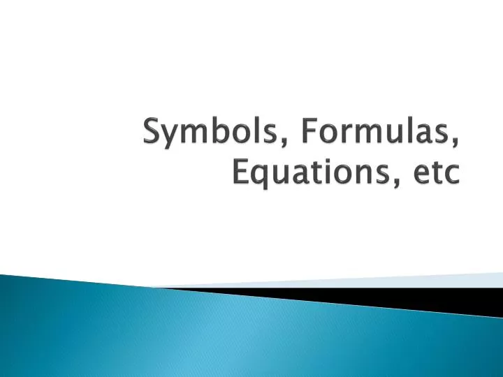 symbols formulas equations etc