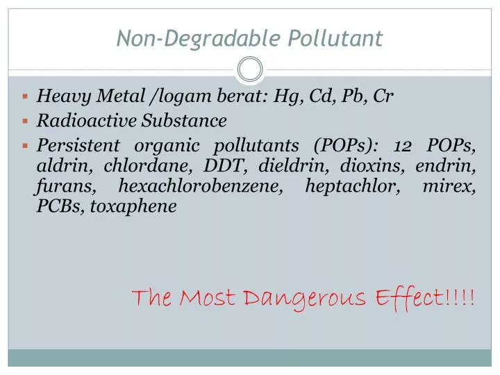 non degradable pollutant