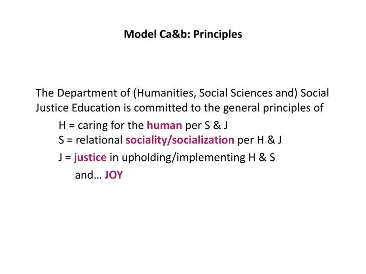 model ca b principles