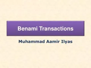 Benami Transactions