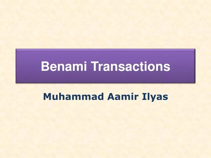 benami transactions