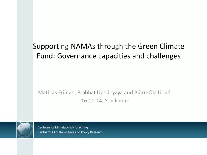 supporting namas through the green climate fund governance capacities and challenges