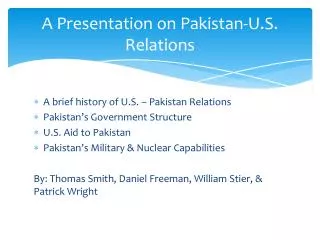 A Presentation on Pakistan-U.S. Relations