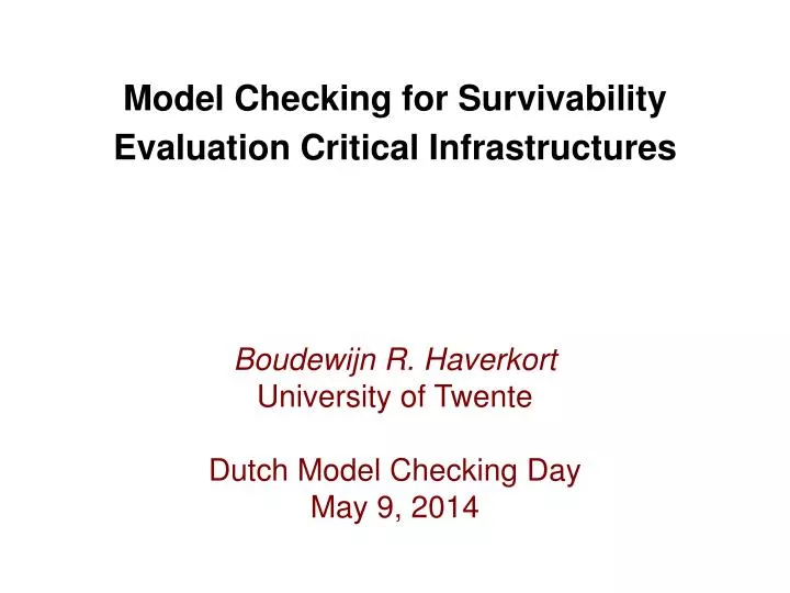 model checking for survivability evaluation critical infrastructures