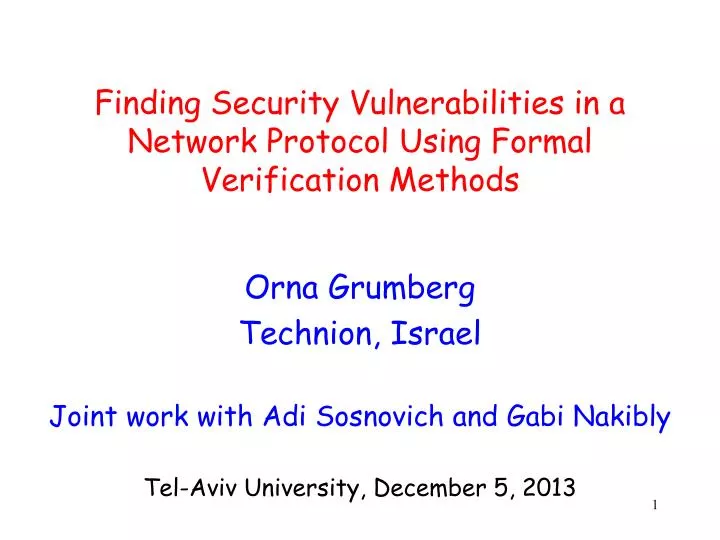 finding security vulnerabilities in a network protocol using formal verification methods