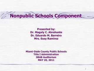 Nonpublic Schools Component