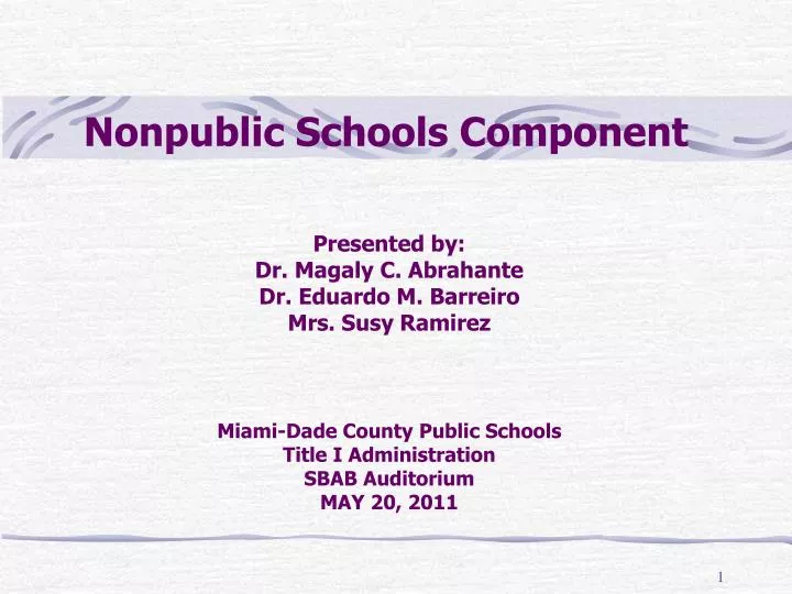 nonpublic schools component