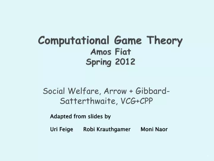 computational game theory amos fiat spring 2012