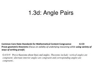 1.3d: Angle Pairs