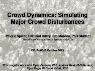 Crowd Dynamics: Simulating Major Crowd Disturbances