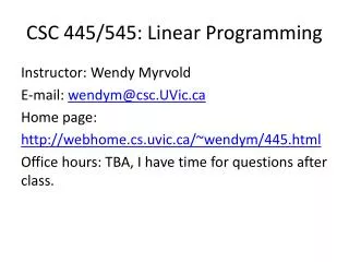csc 445 545 linear programming