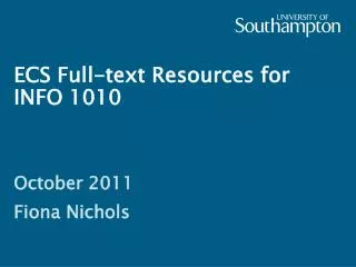 ECS Full-text Resources for INFO 1010